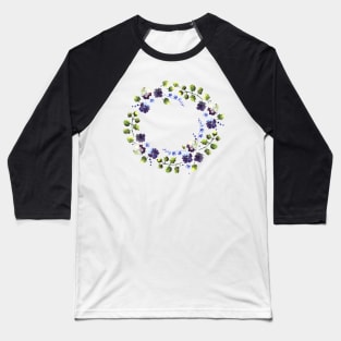 Watercolor wreath with blue flowers Baseball T-Shirt